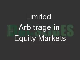 Limited Arbitrage in Equity Markets