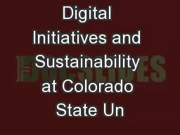 Digital Initiatives and Sustainability at Colorado State Un