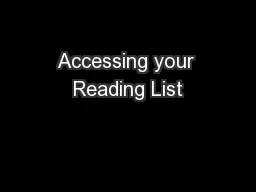 Accessing your Reading List