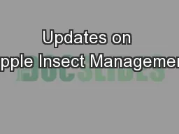 Updates on Apple Insect Management