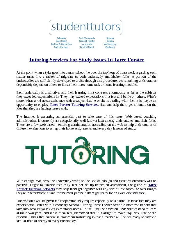 Tutoring Services For Study Issues In Taree Forster