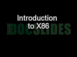Introduction to X86
