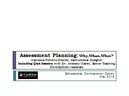 Assessment Planning: