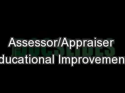 Assessor/Appraiser Educational Improvements