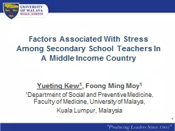 Factors Associated With Stress Among Secondary School Teach
