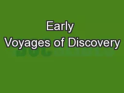 Early Voyages of Discovery