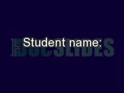 Student name: