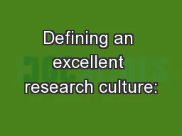 Defining an excellent research culture: