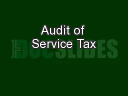 Audit of Service Tax