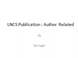 LNCS Publication : Author Related