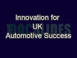 Innovation for UK Automotive Success