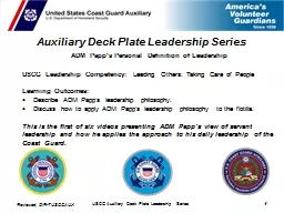 USCG Auxiliary Deck Plate Leadership Series