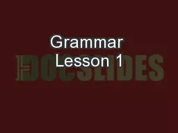 Grammar Lesson 1