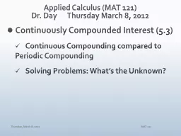 Applied Calculus (MAT 121)