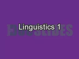 Linguistics 1