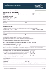 FORM A Application for Cremation  October  Page  of  A