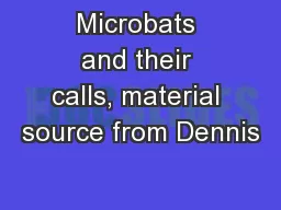 Microbats and their calls, material source from Dennis