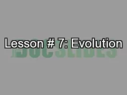 Lesson # 7: Evolution