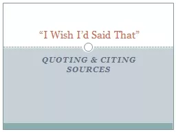 Quoting & Citing Sources