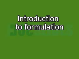 Introduction to formulation
