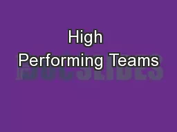 High Performing Teams