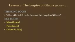 Lesson 2: The Empire of Ghana