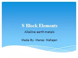 S Block Elements