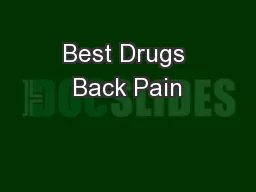 Best Drugs Back Pain