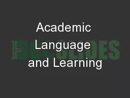 Academic Language and Learning