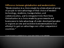 Difference between globalization and modernization