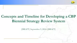 Concepts and Timeline for Developing a CBP Biennial Strateg