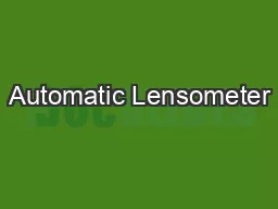 Automatic Lensometer
