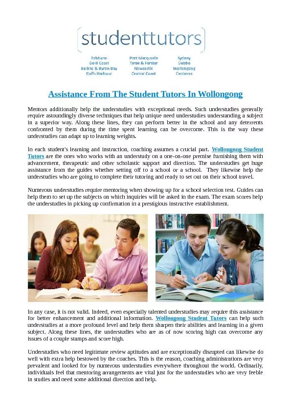 Assistance From The Student Tutors In Wollongong