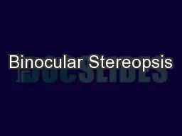 Binocular Stereopsis