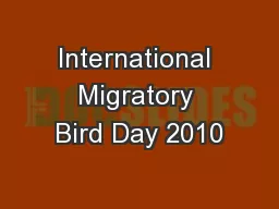 International Migratory Bird Day 2010