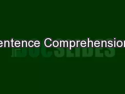 Sentence Comprehension-I