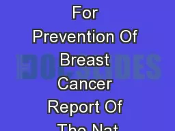 Tamoxifen For Prevention Of Breast Cancer Report Of The Nat