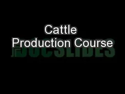 Cattle Production Course