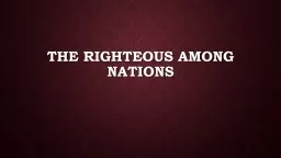 The Righteous Among Nations