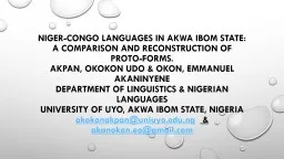 NIGER-CONGO LANGUAGES IN AKWA IBOM STATE: A COMPARISON AND