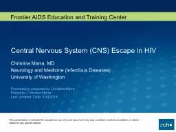 Central Nervous System (CNS) Escape in HIV