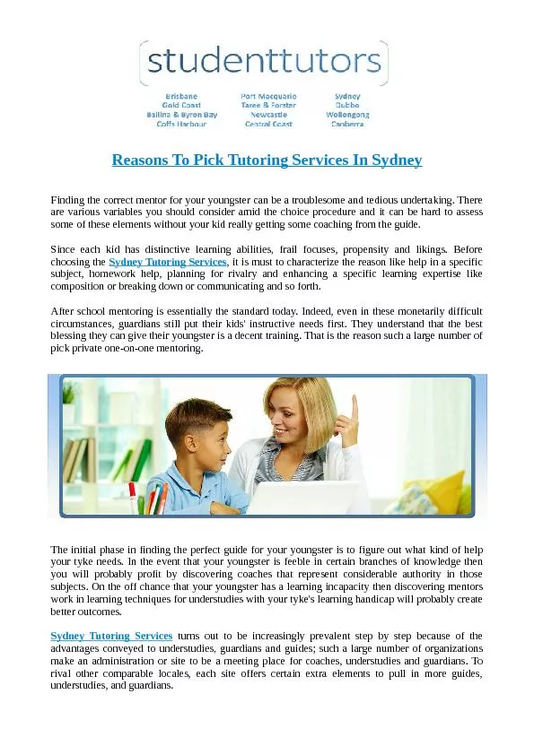 Reasons To Pick Tutoring Services In Sydney