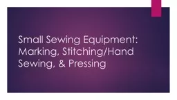 Small Sewing Equipment: Marking