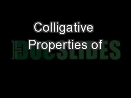 Colligative Properties of