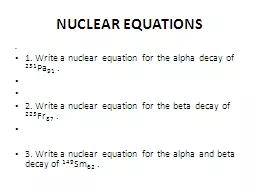 NUCLEAR EQUATIONS