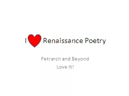 I         Renaissance Poetry