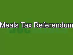 Meals Tax Referendum