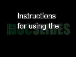 Instructions for using the