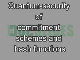 Quantum-security of commitment schemes and hash functions