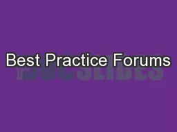 Best Practice Forums